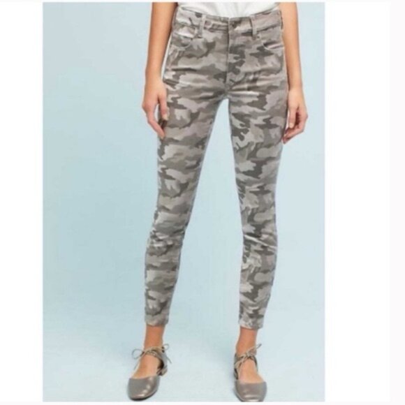 Anthropologie Pilcro and the Letterpress High-Rise Skinny Velvet Camo Pants 27 - Picture 2 of 14